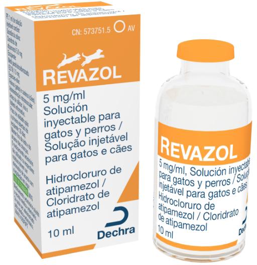 Revazol, 5 mg/ml, solução injetável para gatos e cães