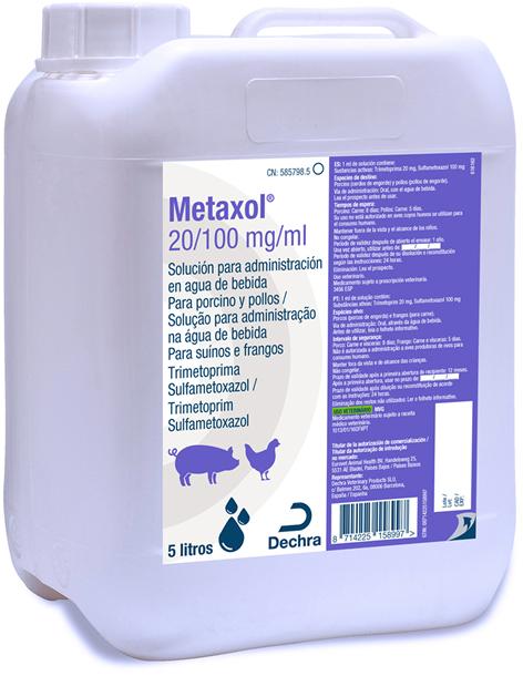 20/100 mg/ml solução para administração na água de bebida para suínos e frangos