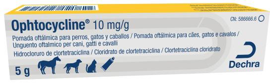 Ophtocycline 10 mg/g pomada oftálmica para cães, gatos e cavalos